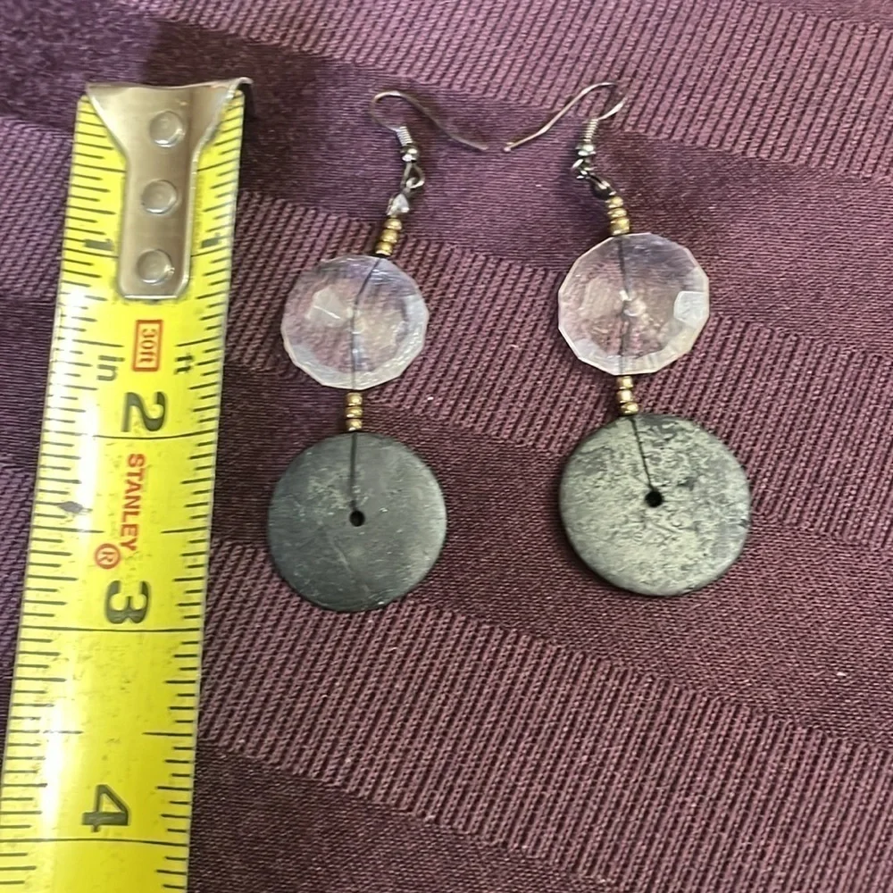 Disc beaded dangle earrings